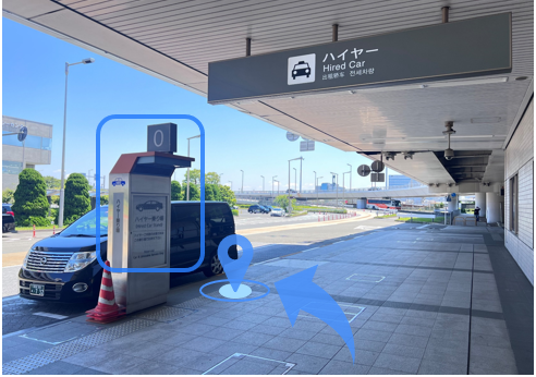 【0番柱】の隣がお乗り場です