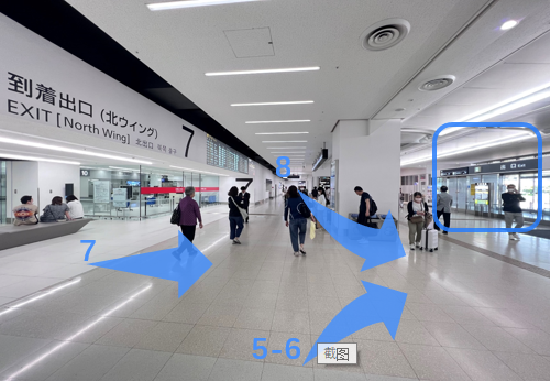 北翼到着の場合：到着ロビーへ出て【19番柱】へ向かう