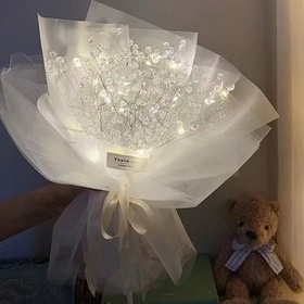 ins满天星花束手工diy材料带灯送女男友干花成品